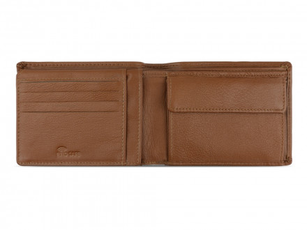 Портмоне BUGATTI Bomba, с защитой данных RFID, коньячного цвета, кожа/полиэстер, 12,5х2х9 см