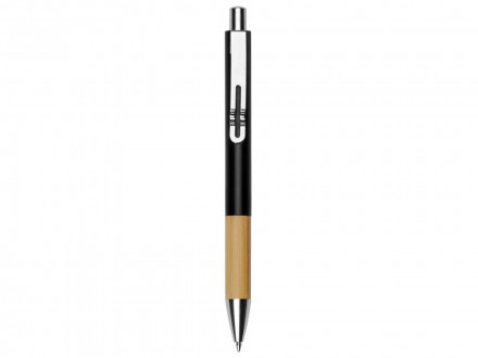 Ручка металлическая шариковая Sleek, черный/бамбук