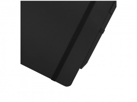 Блокнот Thalaasa формата А5 в твердой обложке из океанического пластика с шариковой ручкой - сплошной черный