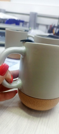 Кружка Denpasar с пробковым дном и крышкой, цветная с двух сторон, бежевый (Р)