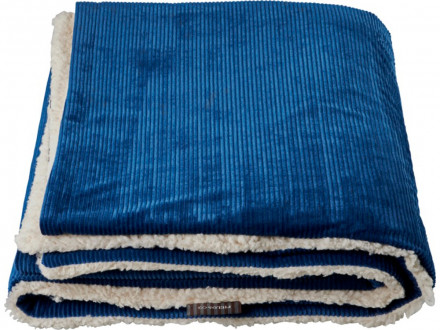 Шерповое покрывало Cosie с вельветом, темно-синий