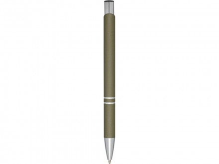 Шариковая кнопочная ручка Moneta с матовым антискользящим покрытием, зеленый лесной