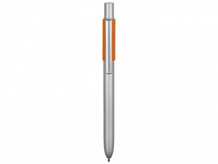Ручка металлическая шариковая Bobble с силиконовой вставкой, серый/оранжевый