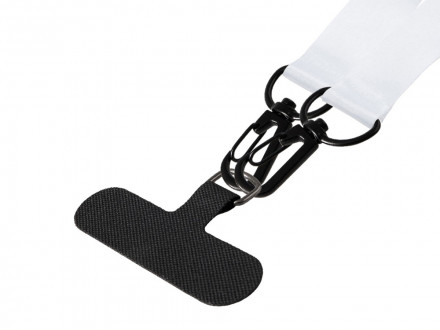 Ланъярд 2 см под сублимацию с 2-мя трендовыми карабинами и узким держателем для телефона из ПЭ, черный