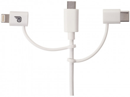 Кабель MFI 3-в-1 с коннектором Type-C, белый