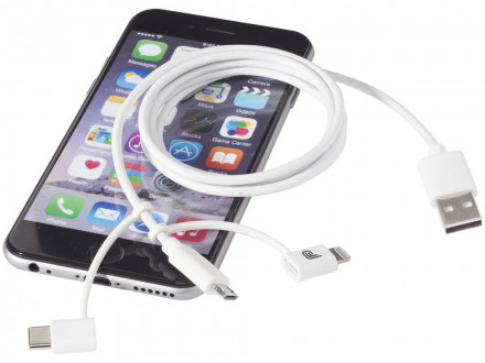 Кабель MFI 3-в-1 с коннектором Type-C, белый