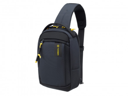 Рюкзак TORBER VOYAGE на одно плечо, серый, полиэстер 900D, 20х10х30 см, 5 л