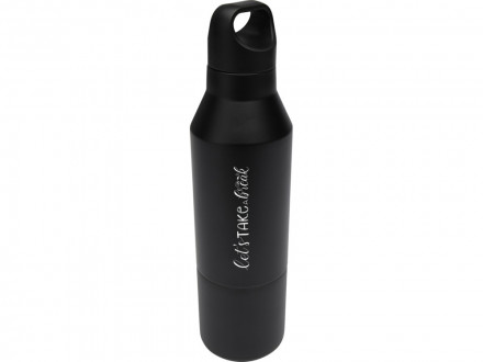 Изолированная бутылка из переработанной нержавеющей стали Odessy объемом 600 мл, сплошной черный