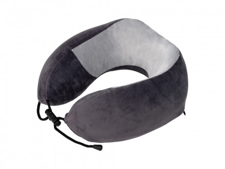 Подушка TORBER, дорожная, с эффектом памяти, тёмно-серая, полиэстер+спандекс