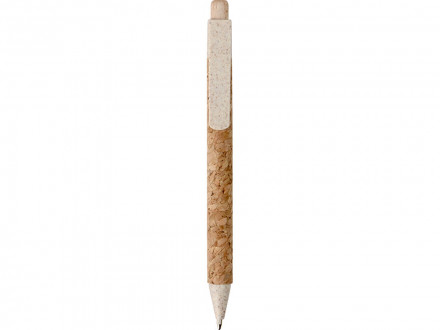 Ручка из пробки и переработанной пшеницы шариковая Mira, пробка/бежевый