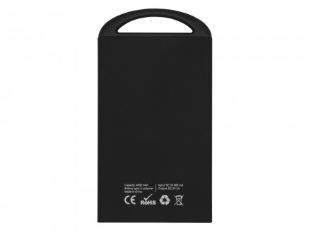 Портативное зарядное устройство Shine с зеркальной гравировкой, 4000 mAh, черный