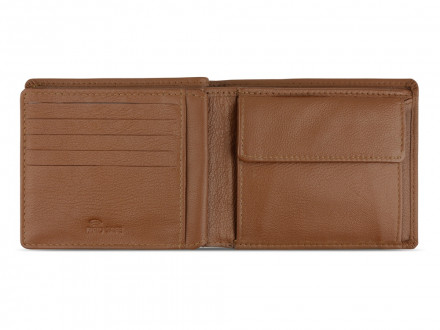 Портмоне BUGATTI Bomba, с защитой данных RFID, коньячного цвета, кожа/полиэстер, 12х2х9,5 см