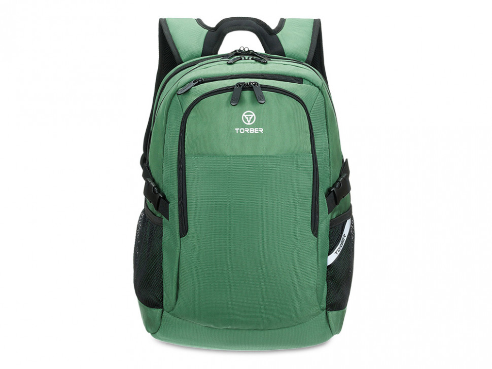 Рюкзак TORBER МЕГАПОЛИС с отделением для ноутбука 16, зеленый, полиэстер, 47 х 34 x 28 см