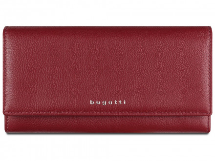 Кошелёк женский BUGATTI Lady Top, красный, натуральная воловья кожа, 20х2,5х10,5 см
