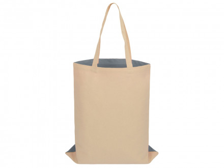 Сумка для шопинга Twin двухцветная из хлопка, 180 г/м2, серый/натуральный