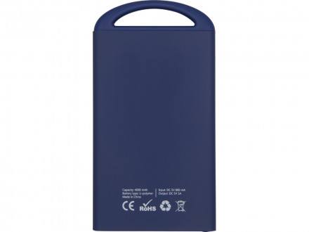 Портативное зарядное устройство Shine с зеркальной гравировкой, 4000 mAh, темно-синий