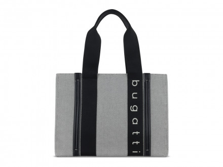 Сумка-тоут женская BUGATTI Ambra, серо-черный цвет, хлопок/полиэстер, 36,5х19х27 см