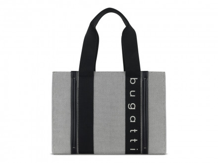 Сумка-тоут женская BUGATTI Ambra, серо-черный цвет, хлопок/полиэстер, 36,5х19х27 см