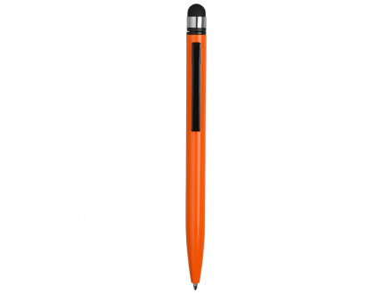 Ручка-стилус металлическая шариковая Poke, оранжевый/черный