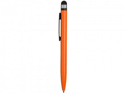 Ручка-стилус металлическая шариковая Poke, оранжевый/черный