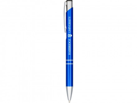 Кнопочная шариковая ручка Moneta из анодированного алюминия, черные чернила, cиний
