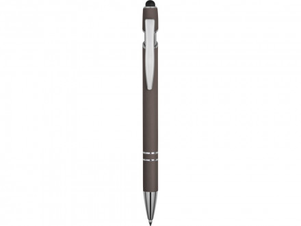 Ручка металлическая soft-touch шариковая со стилусом Sway, серый/серебристый (P)