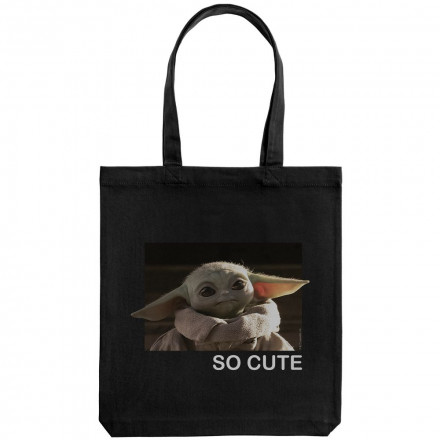 Холщовая сумка Baby Yoda, черная