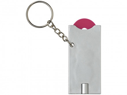 Брелок-держатель для монет Allegro с фонариком, фуксия/серебристый