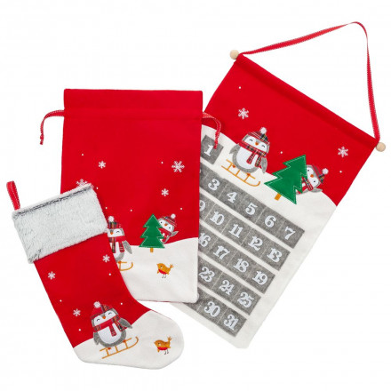 Носок для подарков Noel, с пингвинами