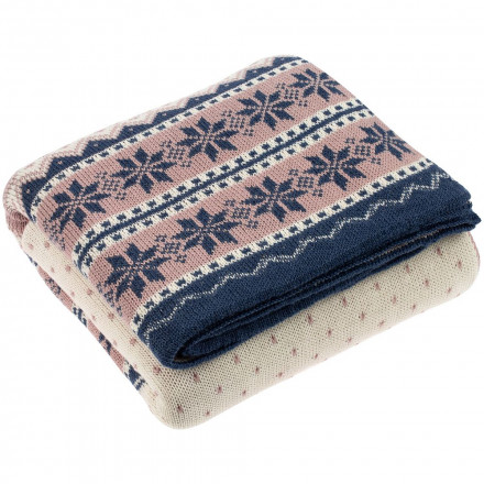 Плед Happy View, синий с бежевым