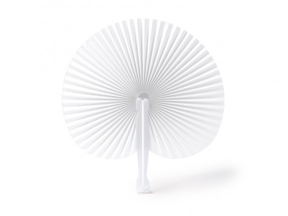 Складной круглый веер-пайпай с пластиковыми стержнями, белый