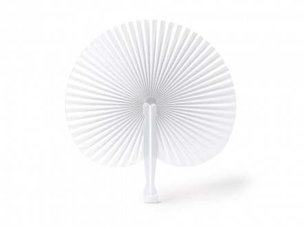 Складной круглый веер-пайпай с пластиковыми стержнями, белый