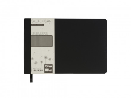 Скетчбук Sketch & Art в мягком переплете 210х140 мм, 48 л. черной бумаги 200 гр., черный