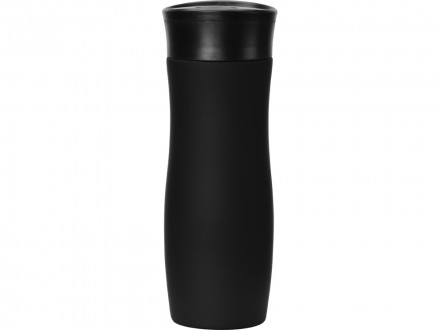 Вакуумная термокружка с кнопкой Streamline, Waterline, soft-touch, черный