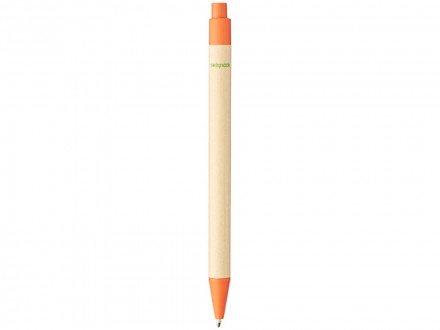 Шариковая ручка Berk из переработанного картона и кукурузного пластика, натуральный/оранжевый