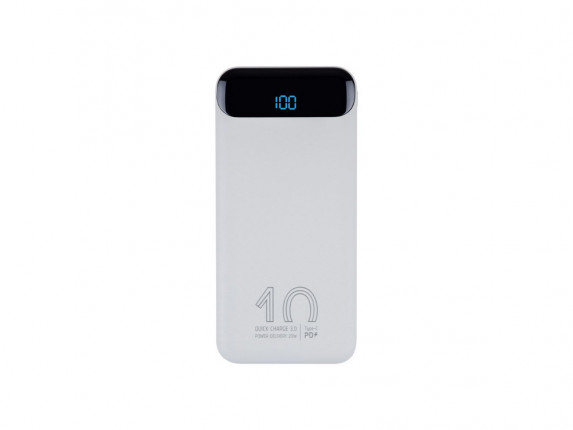 RIVACASE VA2540 (10 000mAh), QC/PD 20W внешний аккумулятор с дисплеем, белый 12/48