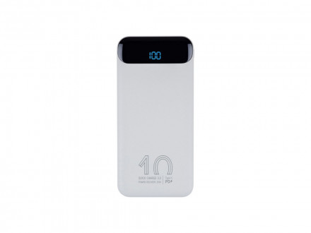 RIVACASE VA2540 (10 000mAh), QC/PD 20W внешний аккумулятор с дисплеем, белый 12/48