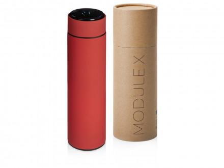 Вакуумный термос Module X с индикатором температуры, 500 мл, тубус, красный
