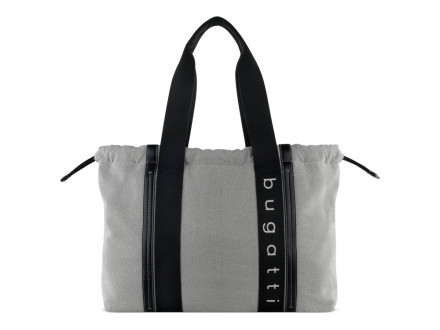 Сумка-шоппер женская BUGATTI Ambra, серо-черный цвет, хлопок/полиэстер, 45х10х34 см