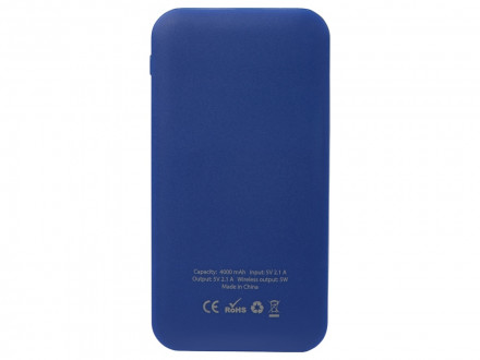 Портативное беспроводное зарядное устройство Impulse, 4000 mAh, синий