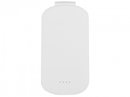 Портативное зарядное устройство Pin на 4000 mAh с большой площадью нанесения и клипом для крепления к одежде или сумке, белый