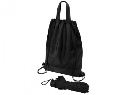 Зонт Picau из переработанного пластика в сумочке, черный