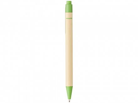 Шариковая ручка Berk из переработанного картона и кукурузного пластика, натуральный/зеленый