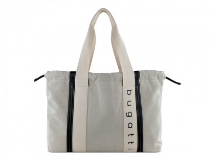 Сумка-шоппер женская BUGATTI Ambra, бежево-черный цвет, хлопок/полиэстер, 45х10х34 см