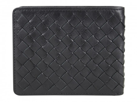 Портмоне Mano Don Luca, натуральная кожа в черном цвете, 11 х 9 см