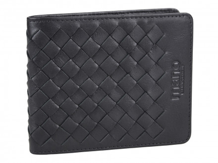 Портмоне Mano Don Luca, натуральная кожа в черном цвете, 11 х 9 см