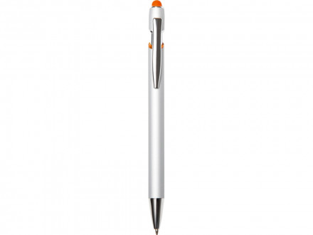 Ручка-стилус металлическая шариковая Sway  Monochrome с цветным зеркальным слоем, серебристый с оранжевым