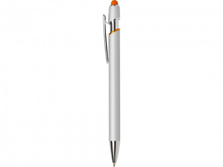 Ручка-стилус металлическая шариковая Sway  Monochrome с цветным зеркальным слоем, серебристый с оранжевым