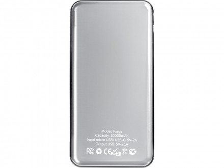 Внешний аккумулятор Forge v.2, металл, 10000mah, серебристый