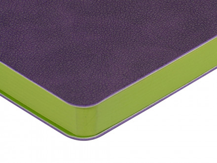 Ежедневник А5 датированный Boston 2026, фиолетовый с салатовым обрезом